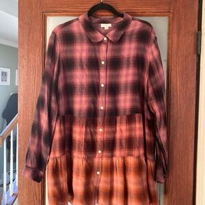 J. Jill Plaid Shirt in Red and Black. XL Great with leggings